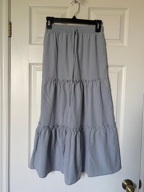 Light Gray Tiered Maxi Skirt - Women's
